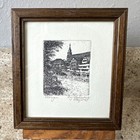 Vtg German City Original Miniature Art Etchings Signed By Mayer - T  bingen   Ulm