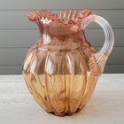 Vintage   Antique Libbey    Amberina Amber Glass Pitcher Ruffled Top 8  Tall