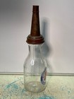 Red Hat Motor Oil Bottle Spout Cap Glass 1 Quart Vintage Style Gas Station