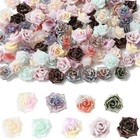 100x Flower Plastic Cabochons Rose Flatback Charm For Hair Clip Phone Case Decor