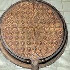 Stover Junior No 8 Cast Iron Round Stovetop Waffle Maker 