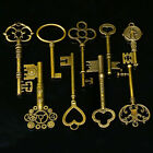9pcs Keys Big Large Antique Vintage Old Brass Skeleton Lot For Lady Diy Making 