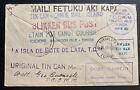 1939 Australia Tin Can Canoe Mail Cover To Niuafoo Isle Tonga Toga