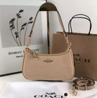 New Coach Teri 2way Shoulder Bag Crossbody Straw leather Latte Cr350