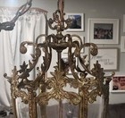 Vintage French Rococo Style Brass Pendant Light Shade Lantern Elaborate