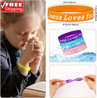 42pcs Jesus Loves You Silicone Bracelets Bulk Colorful Christian Jesus Rubber Wr