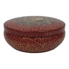 Vintage Daher Decorated Ware England Floral Round Tin Metal Container Red Gold