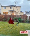 Handmade Stained Glass Hummingbird   Flower Suncatcher