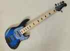 5 Strings Blue Electric Jazz Bass Guitar With Maple Fretboard Flame Maple Veneer