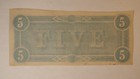 1864 - 5 Dollar Confederate States Of America Note  free Ship   Ln577