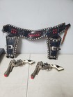 Set Of Hubley Texan Jr Cap Gun Set Ornate Leather Studded Holster W  Bullets 