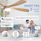 Smart 3 Control Ways  52   Ceiling Fan  Stepless Dimmable Light  Remote 6 Speeds