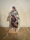 Romanian Folk Costume Doll Woman With Basket Wooden Base 8 5    Souvenir