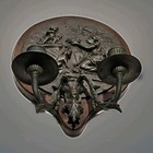 Antique Bronze Sconce Candelabra Oak 19th Century Woman Mythological  Rare Item