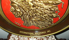 Vtg Original Iroquois Beer Indian Headdress Buffalo Ny Red Gold Brewery Tray