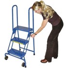Ballymore Ls3247 50 1 2 In H Steel Folding Rolling Ladder  3 Steps  350 Lb Load