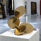 Modernist Brass Geometric Sculpture Interlocking Disc Mid Century Modern Vintage