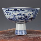 7  China Antique The Ming Dynasty Character Story Pattern High Foot Bowl