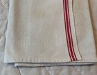 Vintage Antique Kitchen Dish Towel  Cotton  White  Red Stripes  As Is