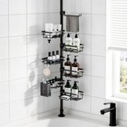 Corner Shower Caddy Organizer - Tension Pole Shelves For Bathroom Storage Soluti