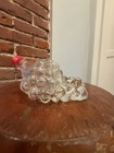 Vintage Clear Glass Grape Cluster Bottle Figural Wine Decanter Mcm Red Cap