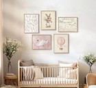 5pcs Vintage Pink Nursery Wall Art Girl Baby Inspirational Canvas Paintings C   