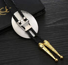 Rodeo Bolo Tie Western Cowboy Black Leather Necktie New Initial 0 A3110
