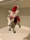 Felted Santa Claus Riding A Unicorn Christmas Ornament Handmade