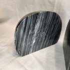 Marble Stone Round Partial Circle Bookends Pair 5 Lb Each Modern Art Damaged 