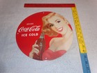 Vintage Drink Coca Cola Woman  bottle 11 3 4  Porcelain Metal Soda  Gas Oil Sign