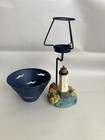 Lighthouse Resin Candle Holder Metal Seagull Lamp Tea Light Votive Vtg Nautical