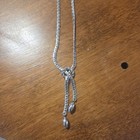 1970-1980 Vintage 20    Silver Tone Woven Mesh Chain Bow Necklace Sarah Coventry 