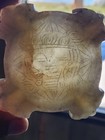 Vintage Hand Carved White Stone Ashtray Asian Style Etched Face Art Decor