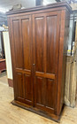 Antique Walnut 2 Door Raised Panel Cabinet W Shelves Wardrobe Storage Locker