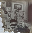 Antique Glass Photo Negative   Woman Posed In Ornate Parlor