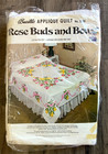 Vtg Bucilla Applique Quilt Kit Rose Buds And Bows  3329 Complete 90x103 Double