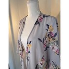 Emory Park Floral Kimono Duster Wrap Cottagecore Light Blue Grey Large