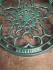 Deluxe Le Creuset Green Enamel Round Cast Iron Hot Plate Trivet Warmer 8 