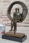 Signed Original Abstract Couple Sculpture Bronze Figurine Love Artwork