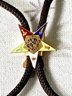 Vintage Masonic Shriners Bolo Tie Metal   Enamel Freemason Eastern Star