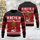 Ugly Christmas Sweater Funny Gingerbread Man Bite Me Adult Humor Jumper Gift