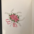 Vtg Anniversary Greeting Card Beautiful Bouquets Of Pink Flowers W baby Breath