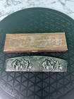 Vintage Danish Silver Plated Comb Set Repouss   Case Faux Tortoiseshell W  Box