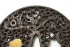 B0126a  High-class  Real Old Iron Japanese Sword Guard Nanban Tsuba Of Fine Work