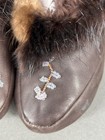 Chinook Leather Beaded Moccasins Vintage Beaded Design With Fur Accents