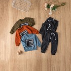2pcs Toddler Kids Baby Boys Colorblock Pullover Tops  Pants Outfits Clothes Set