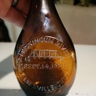 Vtg Brown Glass Decanter Bottle Of Larry Gillespie Historic River Rescue  7 75 h