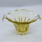 Vintage Hand Blown Somerso Art Glass Pale Yellow Gold Waterfall Vase Bowl 5 5   