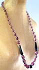 Restrung Antique Czech Amethyst Purple Optic Art Glass Crystal Bead 34  Necklace