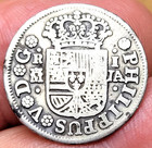 1742 Spanish Madrid Cross Silver 1 Reales Early American Pocket Change
